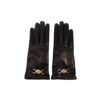 VERSACE Lambskin Knit Gloves Unisex Black