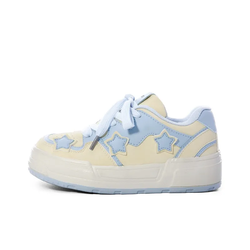 The New Age Family Low Top Skateboard Shoes Women's Yellow Blue-0