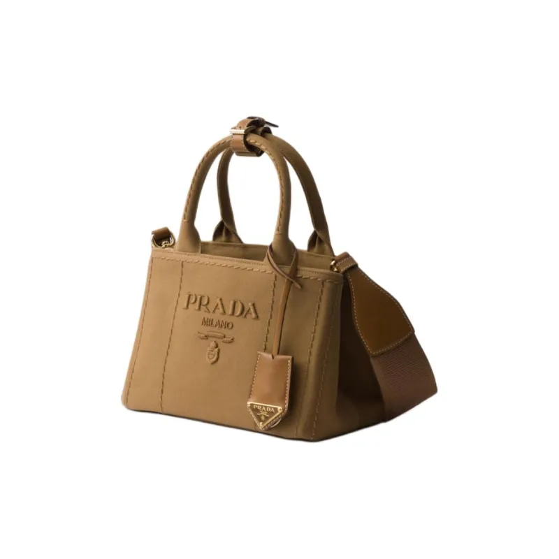 PRADA Cotton Tote Bag, Shopping Bag, Shoulder Bag, Handbag Mini Women's Khaki-2