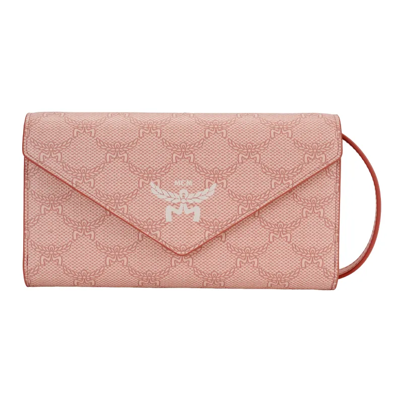 MCM Nappa Leather Shoulder Bag Crossbody Bag Wallet Large Size Women's Pink-0