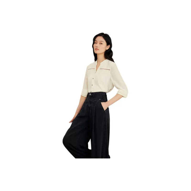 Yiner Shirts Women's Cream White-0