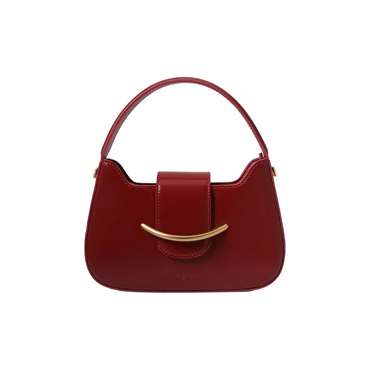 Simedin Cow Leather Shoulder Bag, Crossbody Bag, Handbag Trumpets Women's Premium Red-0