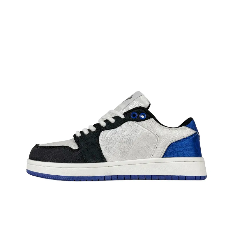 BKAE Slip Resistant Lightweight Height Increasing Low Top Skateboard Shoes Unisex Silk White Blue-0