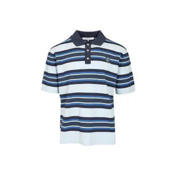 Maison Kitsune Bold Fox Head patch Striped Polo Shirt