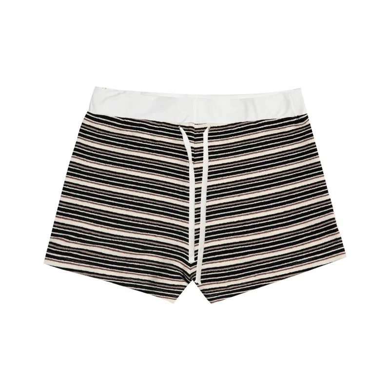 FDR Casual Shorts Women's Black White Stripes-0