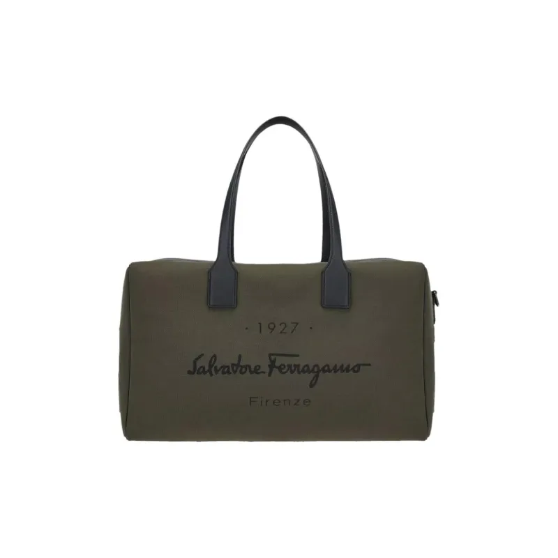 FERRAGAMO Canvas Bag Travel Bag Men's Green-0