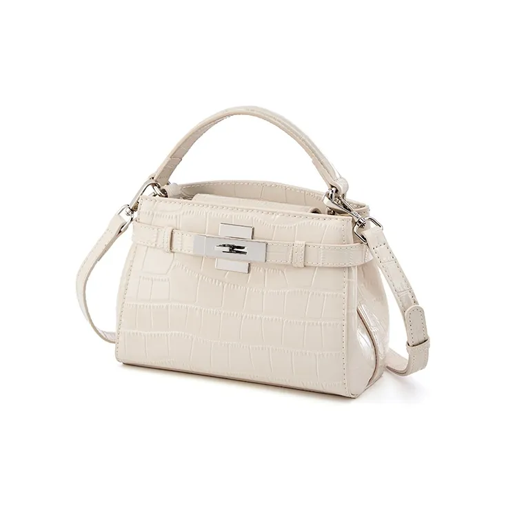 Carnival Keep Cow Leather Handbag Women's Ecru/Black-1