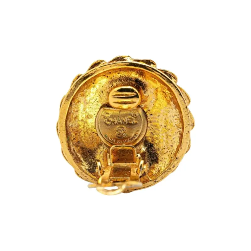 CHANEL 1970 1980 Plated Mademoiselle Clip On Earrings Costume Earrings-2