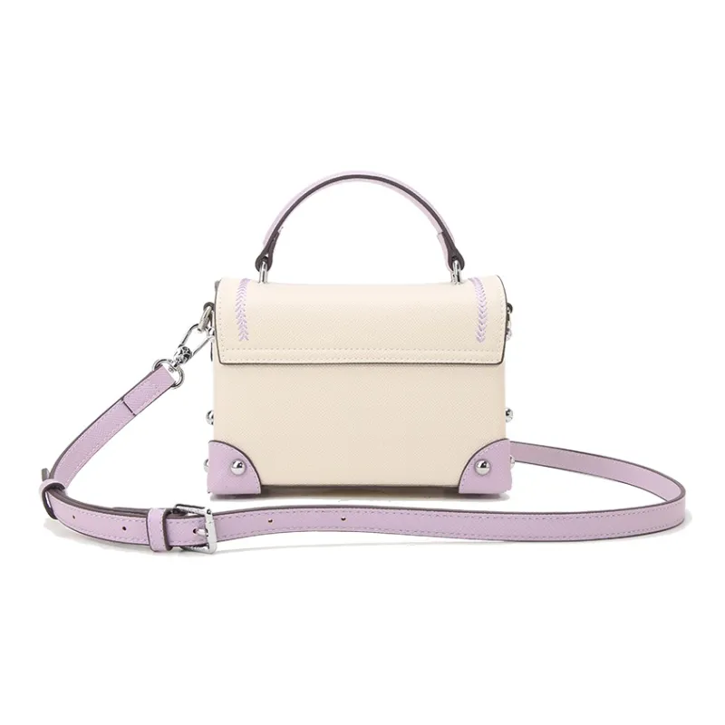 BUHOWE PU Handbag Women's White & Purple-2