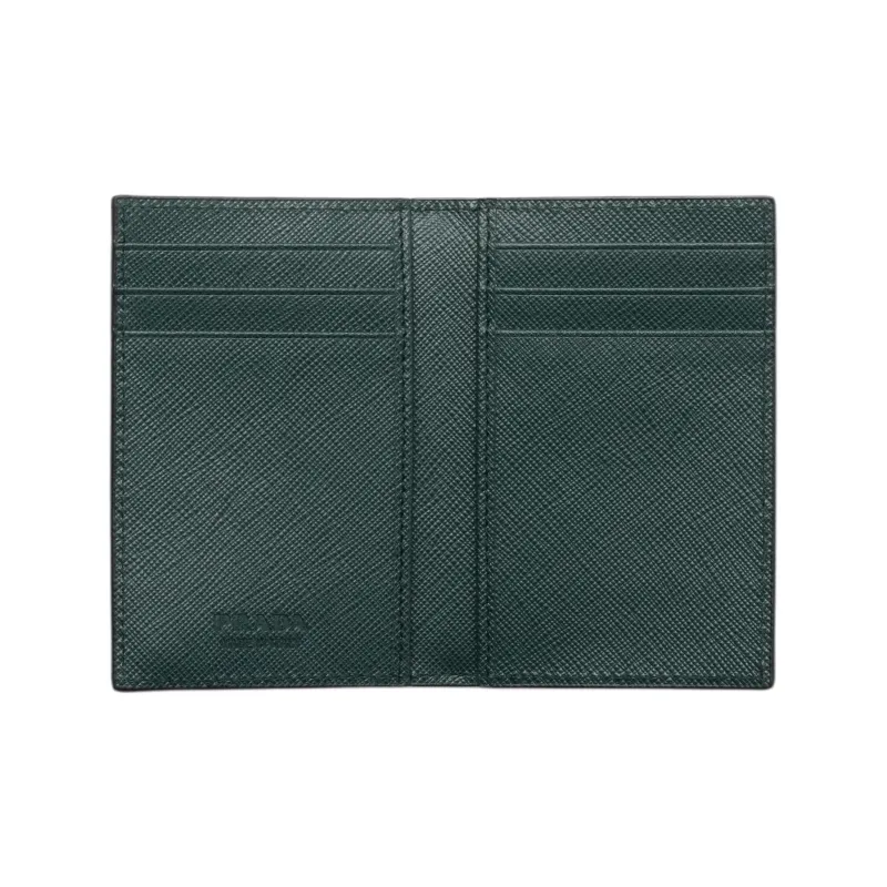 PRADA Saffiano Cow Leather Card Holder Men's Dark Green-1