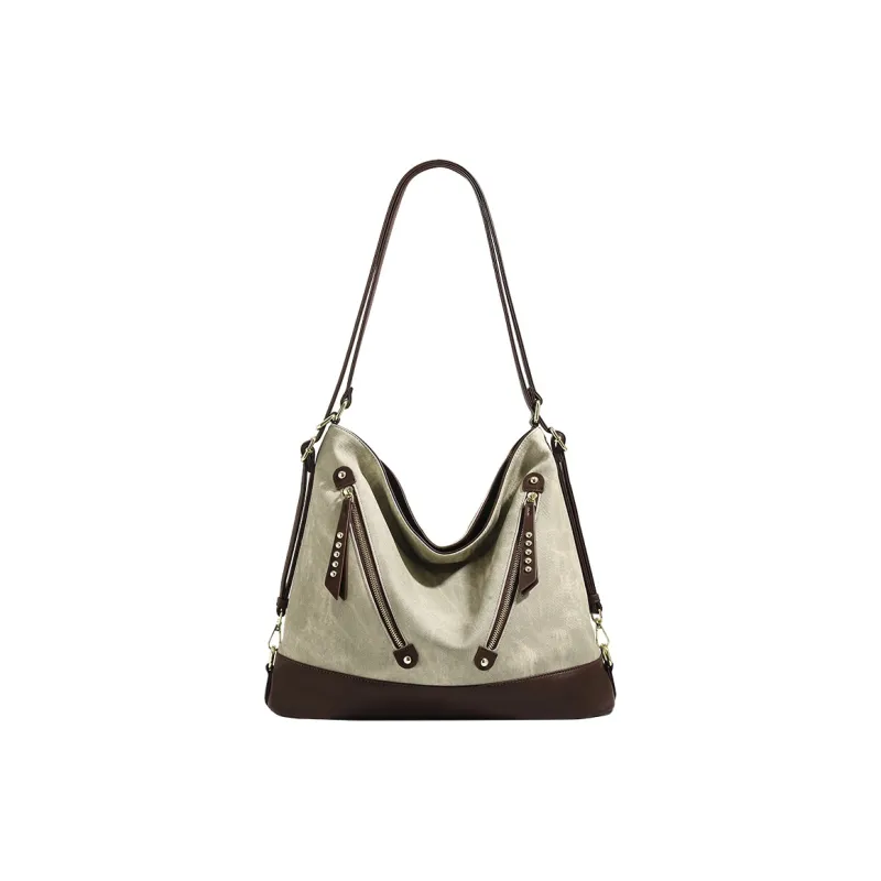 H YXIANG Microfiber Synthetic Leather Shoulder Bag Women's Green-0