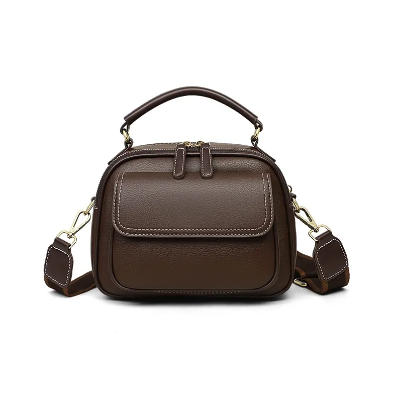 VINEY Synthetic Leather Shoulder Bag, Crossbody Bag Regular Women's Brown-4