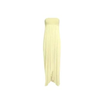 Alaia Bandeau Pintuck Asymmetric Midi Dress