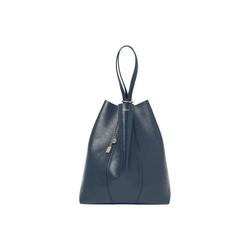 Chloe Cow Leather Tote Bag, Shopping Bag, Shoulder Bag Tubas Women's Tapestry Blue-1