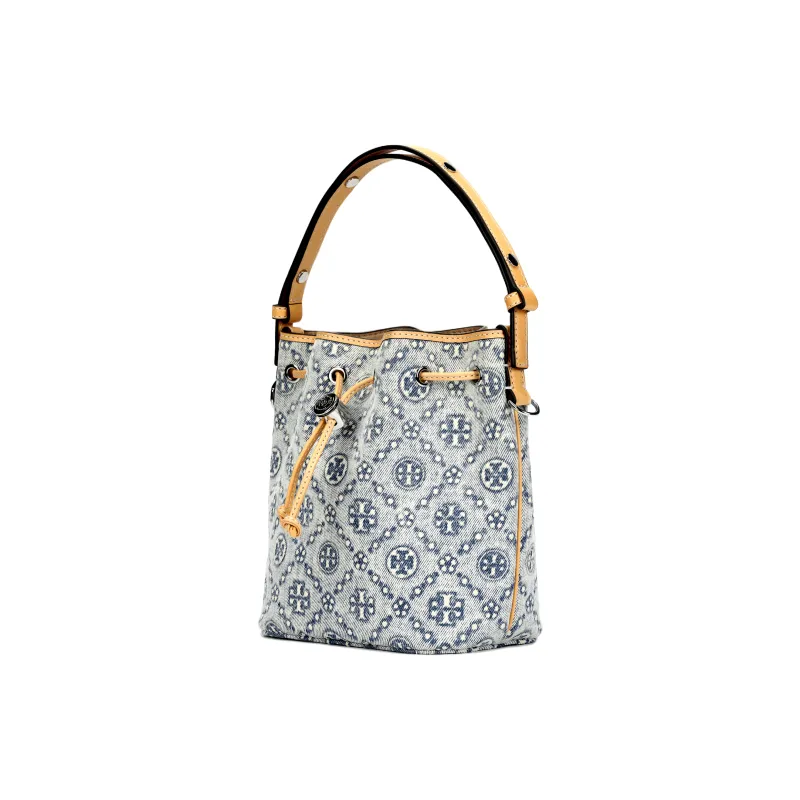 TORY BURCH T Monogram Denim Bucket Bag Powder Blue-1