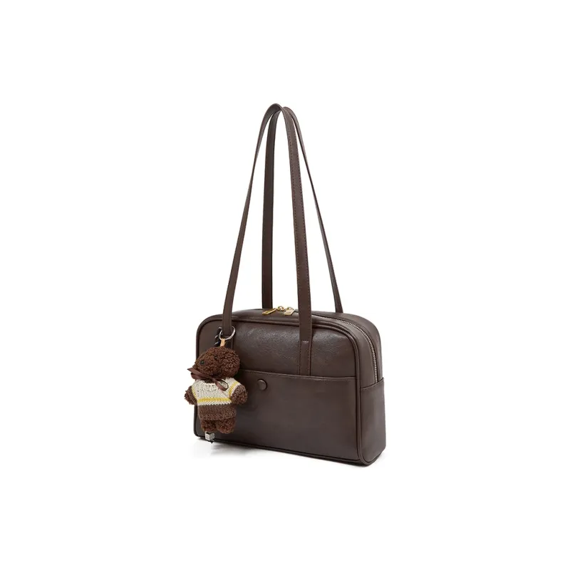 Old Man's Head Synthetic Leather Bowling Bag, Shoulder Bag Women's Coffee/Brown/Black-5