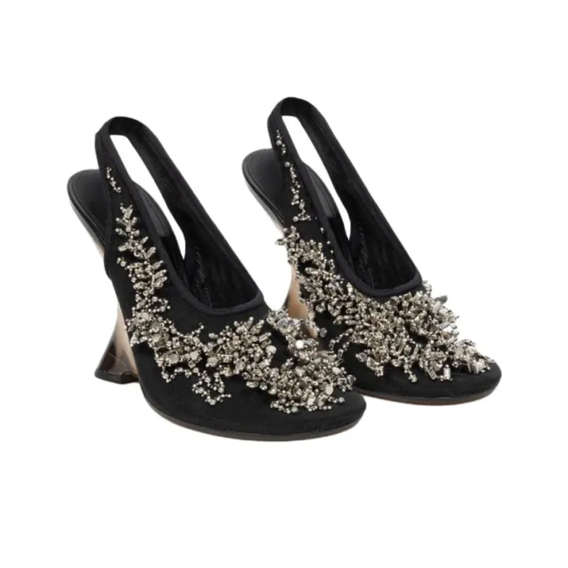 DRIES VAN NOTEN Wedge Heel High Heels 10.5cm Women's Black-2
