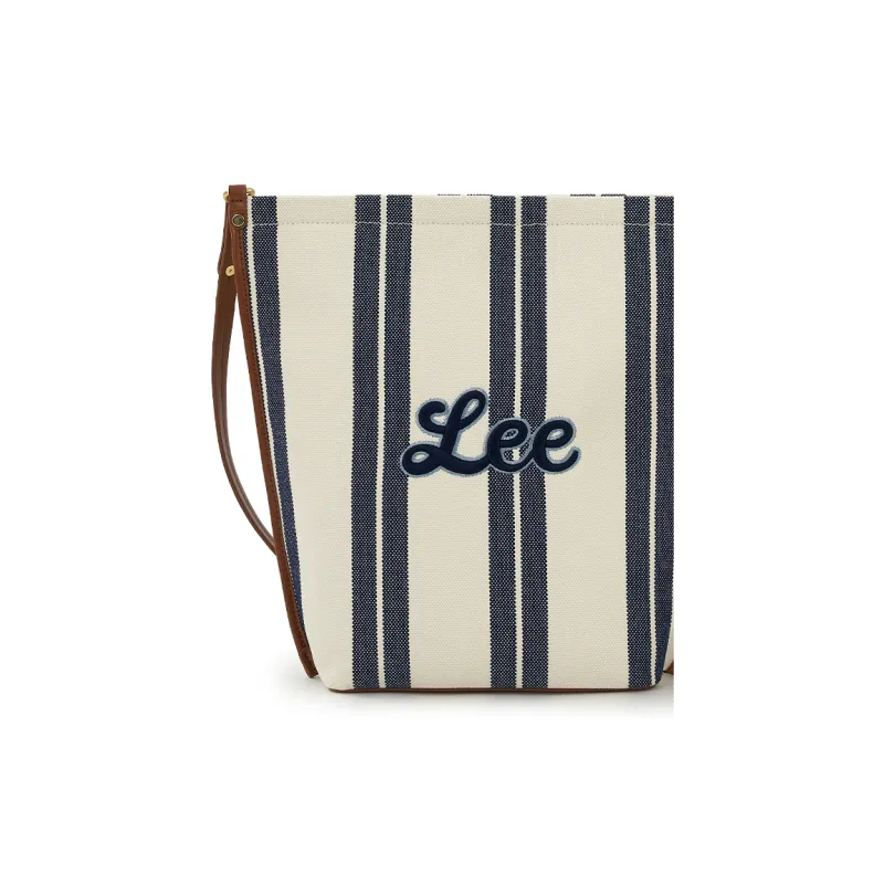Lee Fabric Tote Bag, Shoulder Bag Large Size Regular Women's Blue White Stripes-4