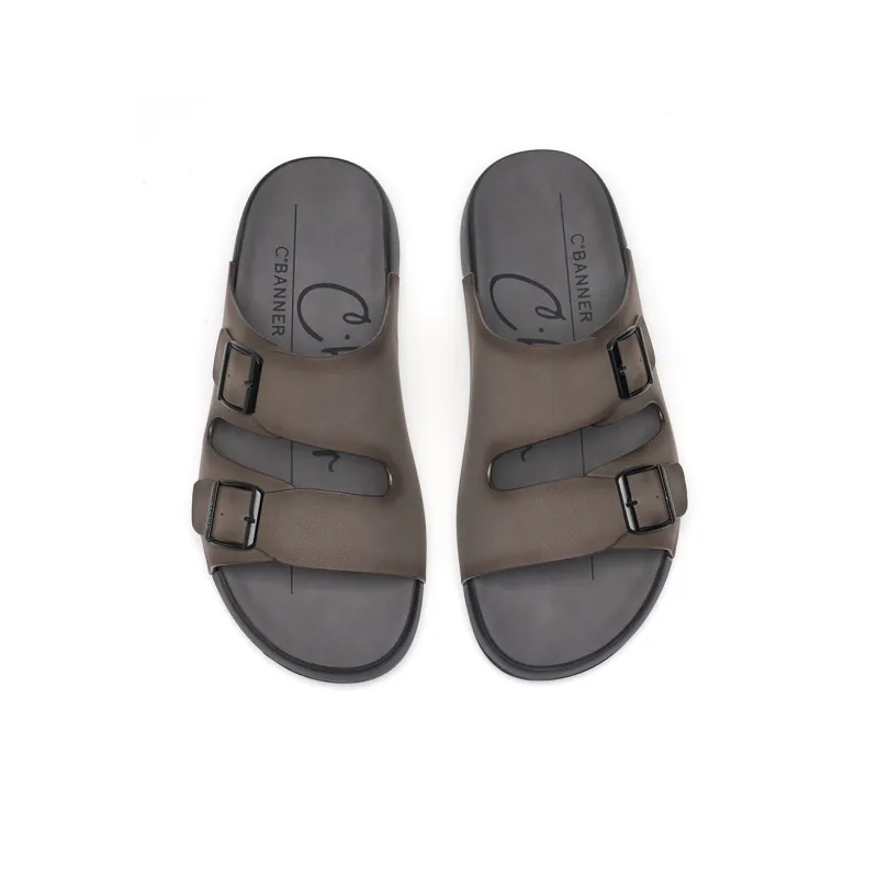 C°BANNER Rubber Sole Slip Resistant Slide Slippers Men's Gray-2