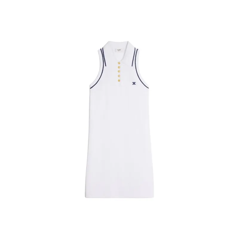CELINE Sleeveless Dresses Women's Neon White-0