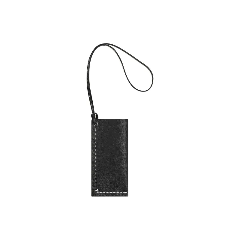 HERMES H Sellier Epsom Calfskin Eyeglass Pouch Medium Size Women's 89 Noir Black-0
