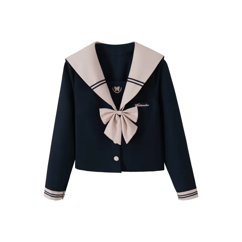 KAZAN Uniforms Women's Long Sleeved Light Pink Collar Sailor Suit-4