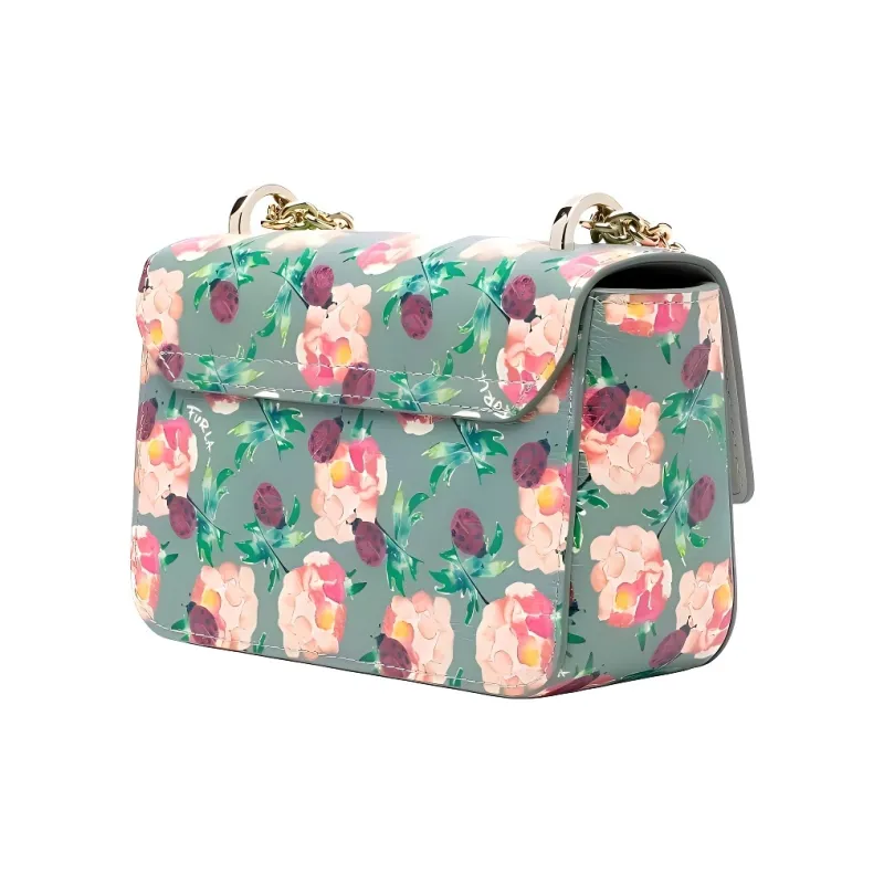 Furla Metropolis Collection Leather One Shoulder Handbag Crossbody Bag Women's Green & Multicolor-1