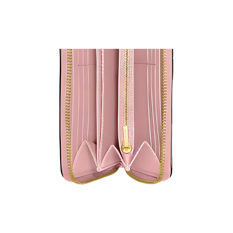 COACH Accordion Zip Cow Leather Card Holder Wallet Women's Pink-3
