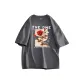 Dark Gray-Short-Sleeved-Rose Letter White