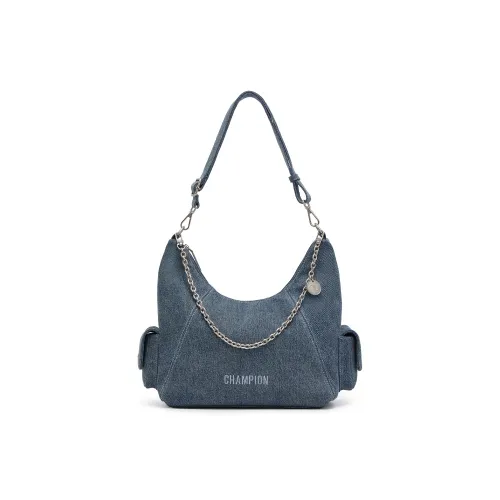 Champion Fabric Shoulder Bag Unisex Medium Blue Denim/Black/Black Gray/Silver White