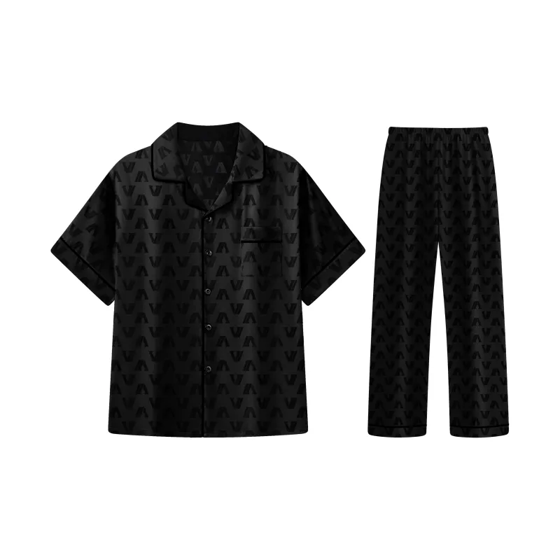 Qiao Ni Tong Pajama Set Summer Style Men's Starry Night Black-1