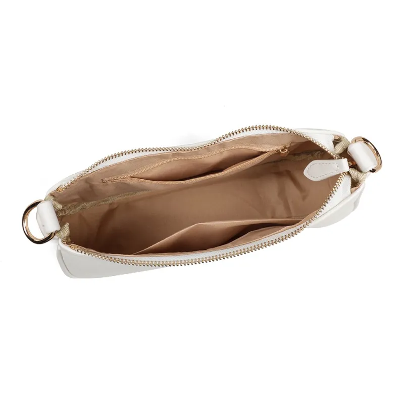 PT'SON Synthetic Leather Baguette Bag Shoulder Bag Regular Women's White-7