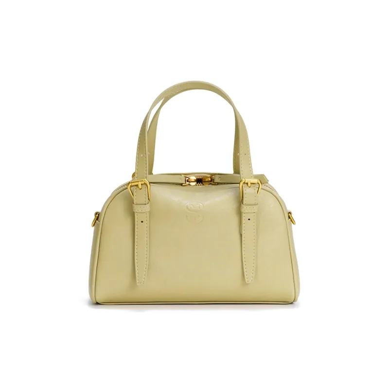 Simedin Cow Leather Boston Bag, Crossbody Handbag Trumpets Women's Multicolor-0