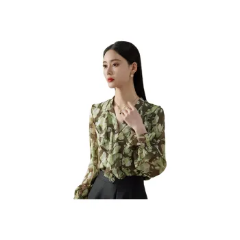 Hang Yi Court Shirt Women's Green Floral