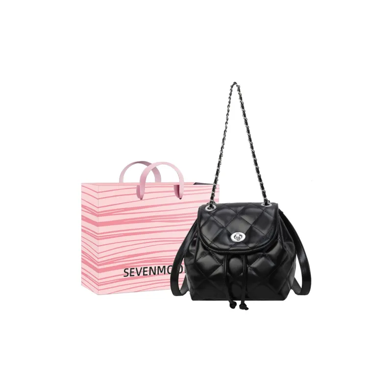 SEVENMOONS PU Backpack Women's Black/White/Silver-0