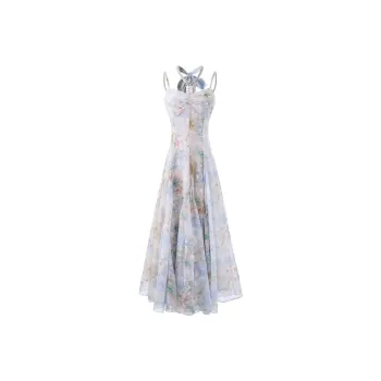 Mu Xiao Xin Slip Dresses Women's Water Wave Blue