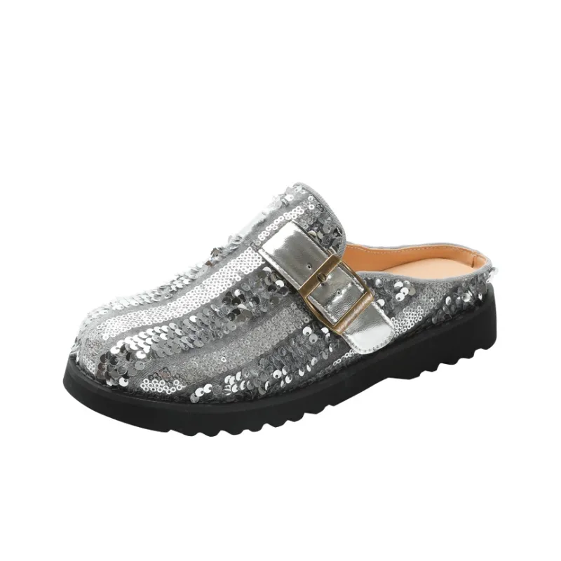 KATHRYN WILSON Rubber Sole Sequins Slip Resistant Closed Toe Slippers Women's-6
