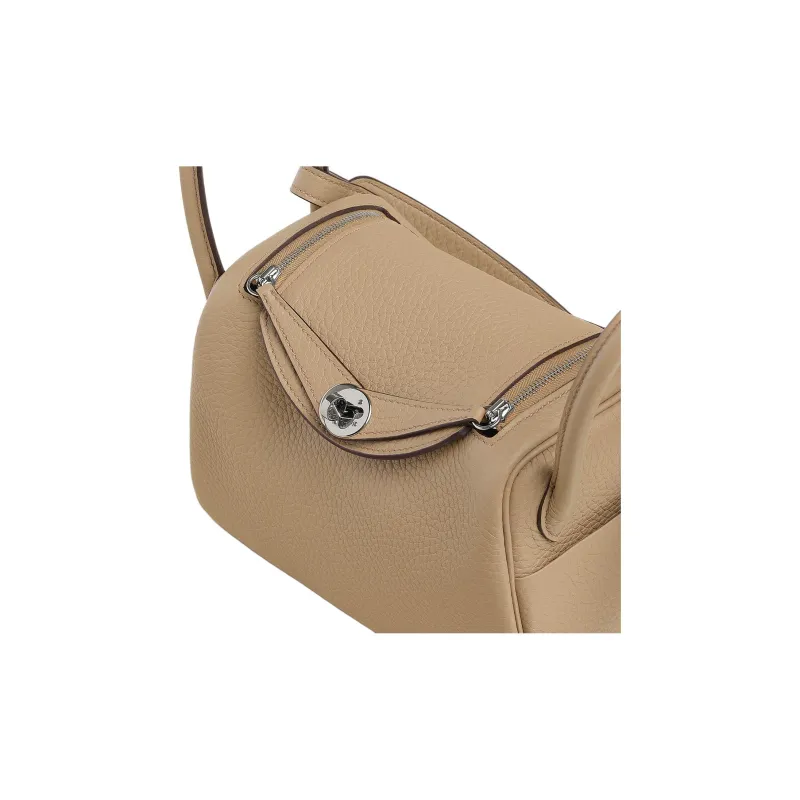 HERMES Lindy Clemence Bullock Leather Shoulder Bag, Crossbody Bag, Handbag Mini Women's S2 Trench Coat Beige-2