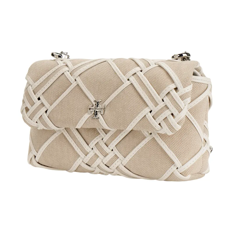 TORY BURCH Kira Canvas Bag, Crossbody Bag, Shoulder Bag Mini Women's White-1