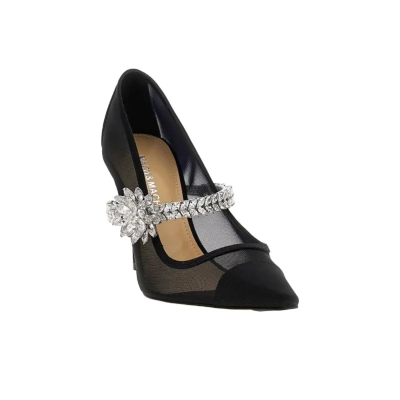 MACH & MACH Lotus Slim Heel High Heels Women's Black-1