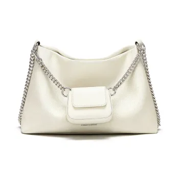 CNOLES Synthetic Leather Shoulder Bag Crossbody Bag Women's Ecru Bird's Nest