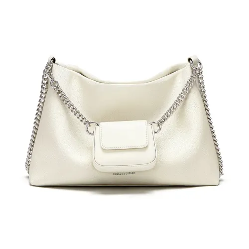 CNOLES Synthetic Leather Shoulder Bag Crossbody Bag Women's Ecru Bird's Nest