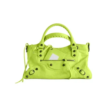 Balenciaga Le City Lambskin One Shoulder Handbag Women's Emeralds