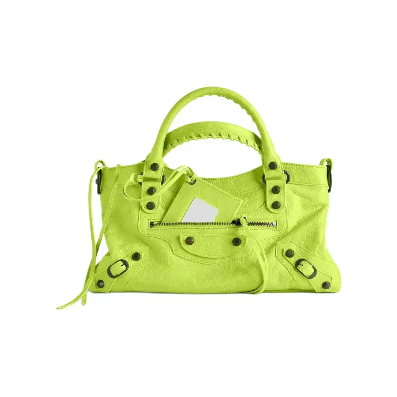 Balenciaga Le City Lambskin One Shoulder Handbag Women's Emeralds-0