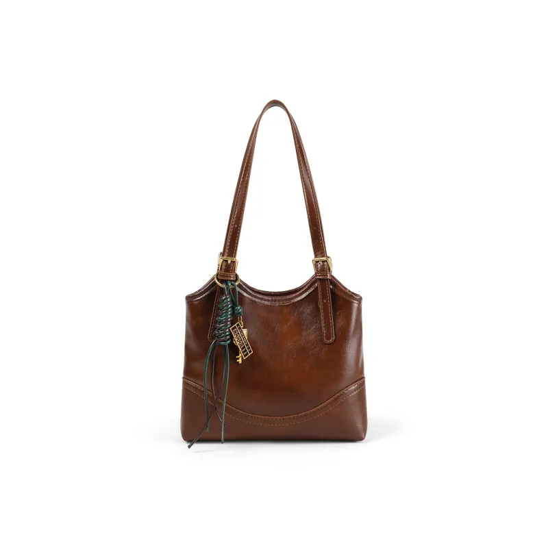 PT'SON Synthetic Leather Underarm Shoulder Bag, Handbag, Tote Bag Regular Women's Brown/Red-6