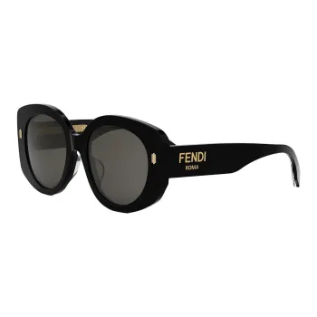 FENDI Plate Frame Oval Sunglasses Women's Black