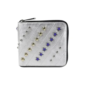 Jimmy Choo Leather Coin Purse Wallet Mini Women's Silver
