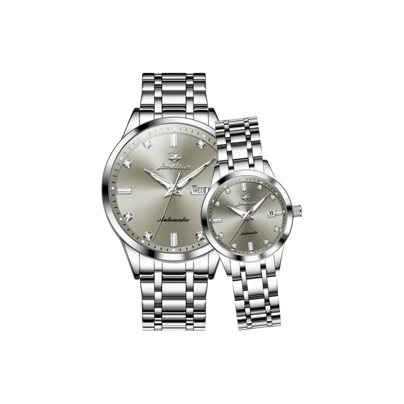 Jin Shi Dun Mechanical Movement Stainless Steel Watchband Watch Unisex Silver Dial-16
