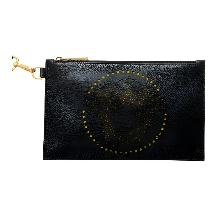 VERSACE Leather Clutch Regular Women's Black-2