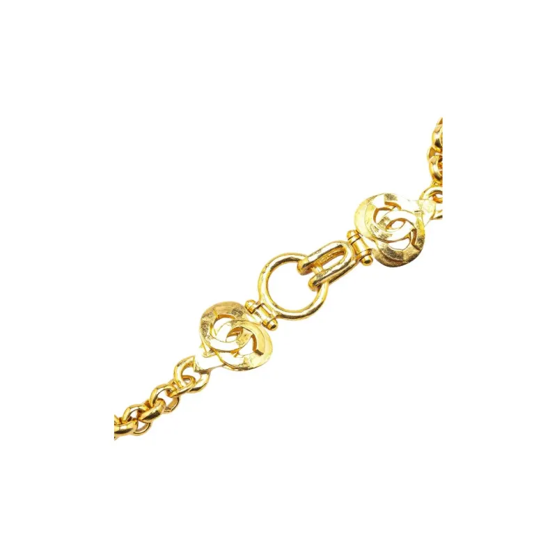 CHANEL 1997 Plated Cc Pendant Necklace Costume Necklace-2